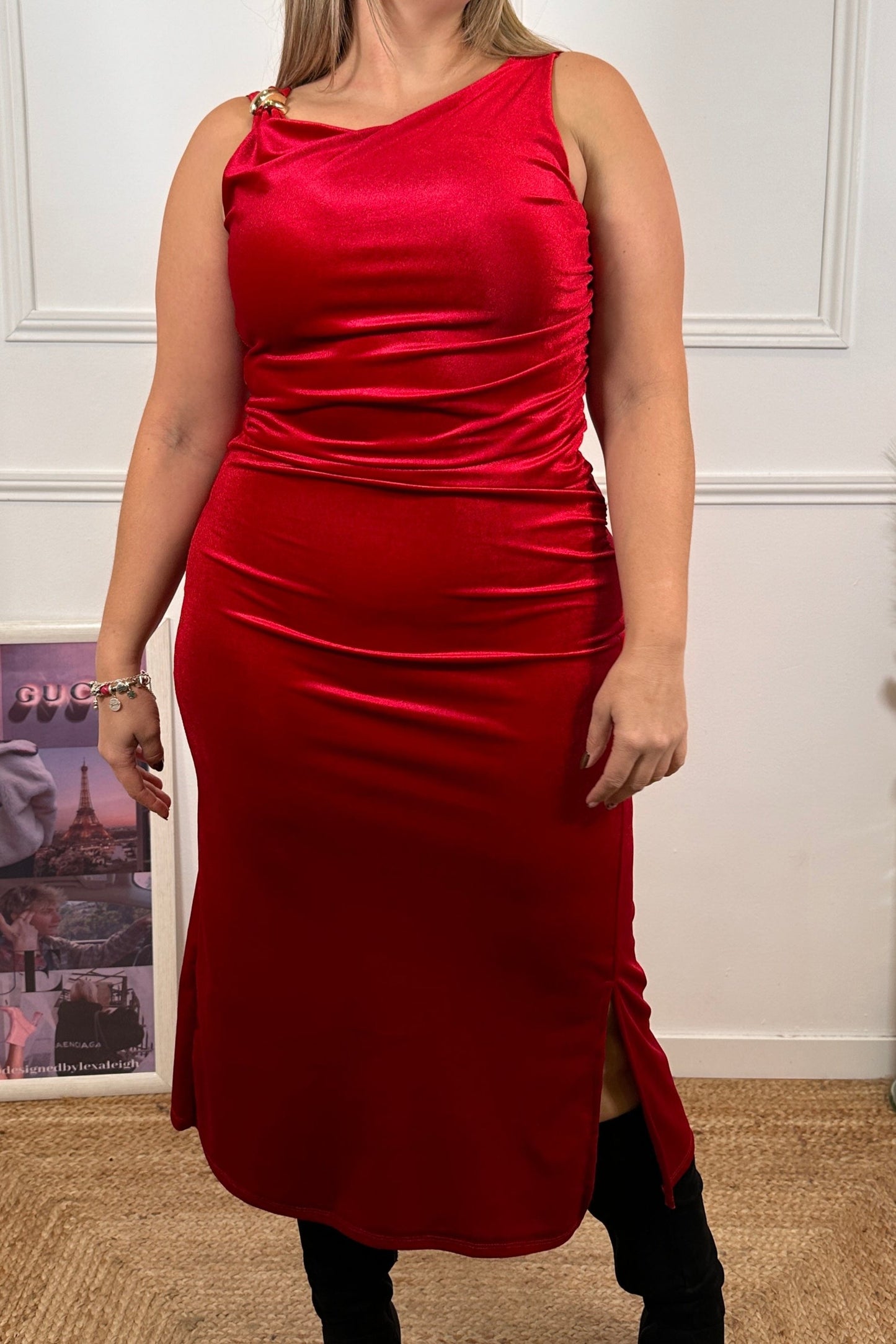 Vestido Terciopelo Broche