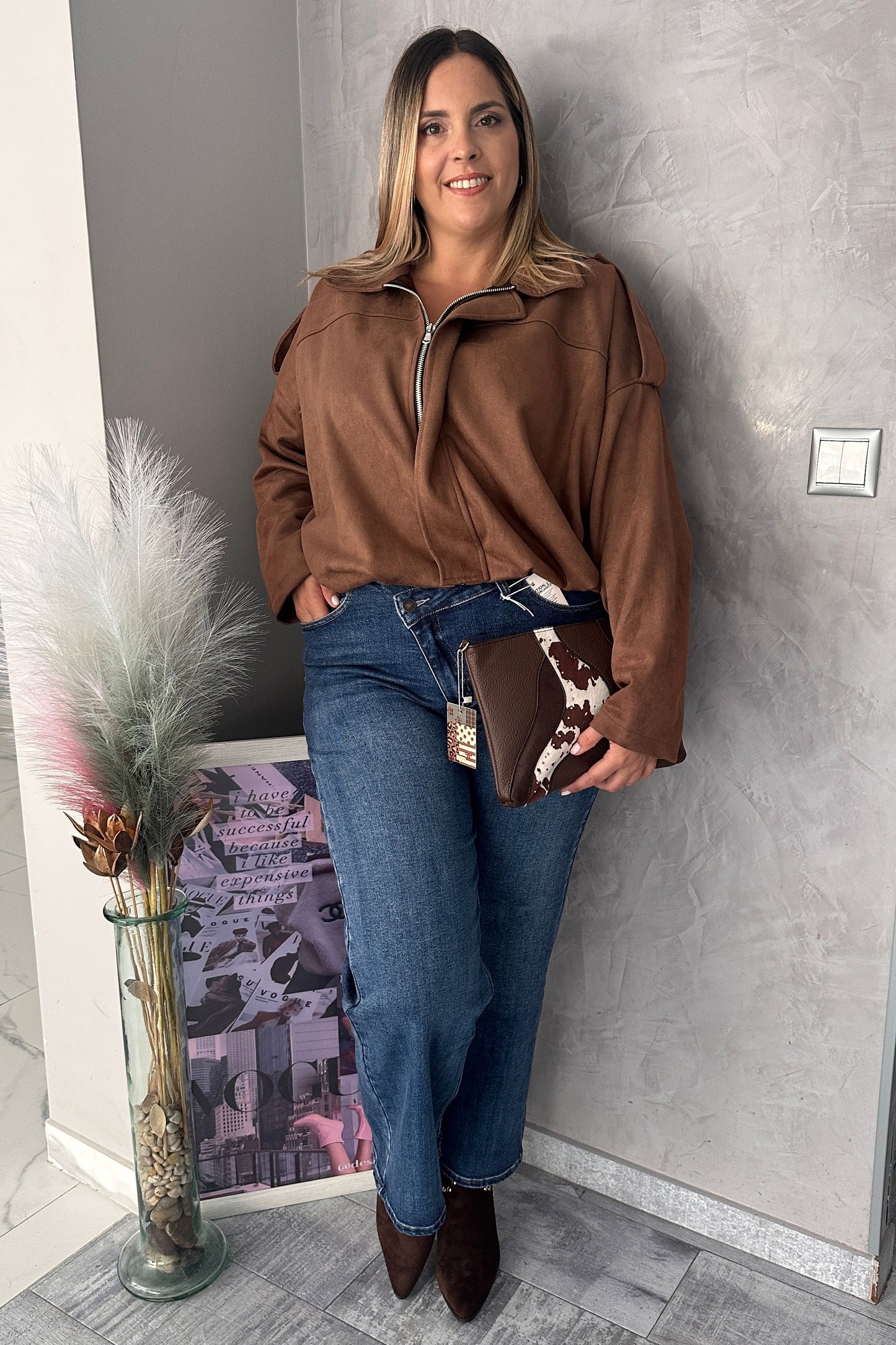 Bomber Suede Marrón