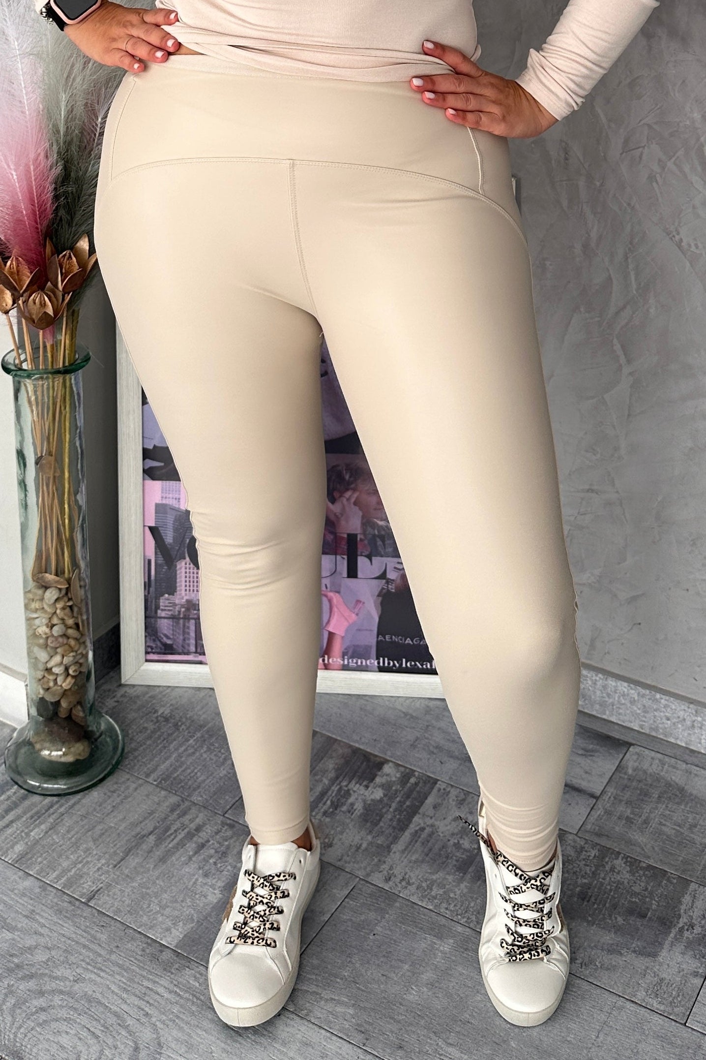 Leggings de Poli Piel Beige