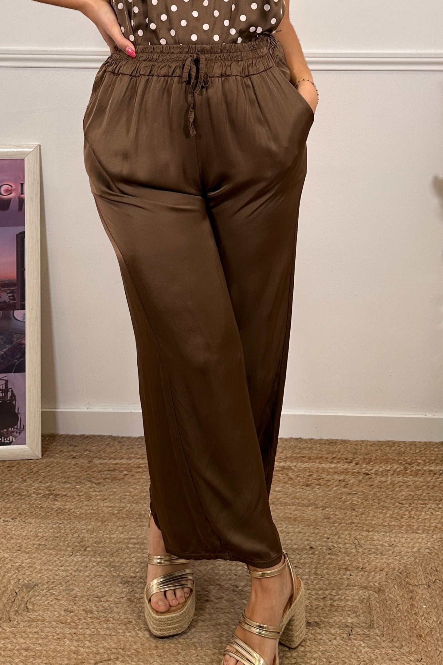 Pantalón Satinado Marrón