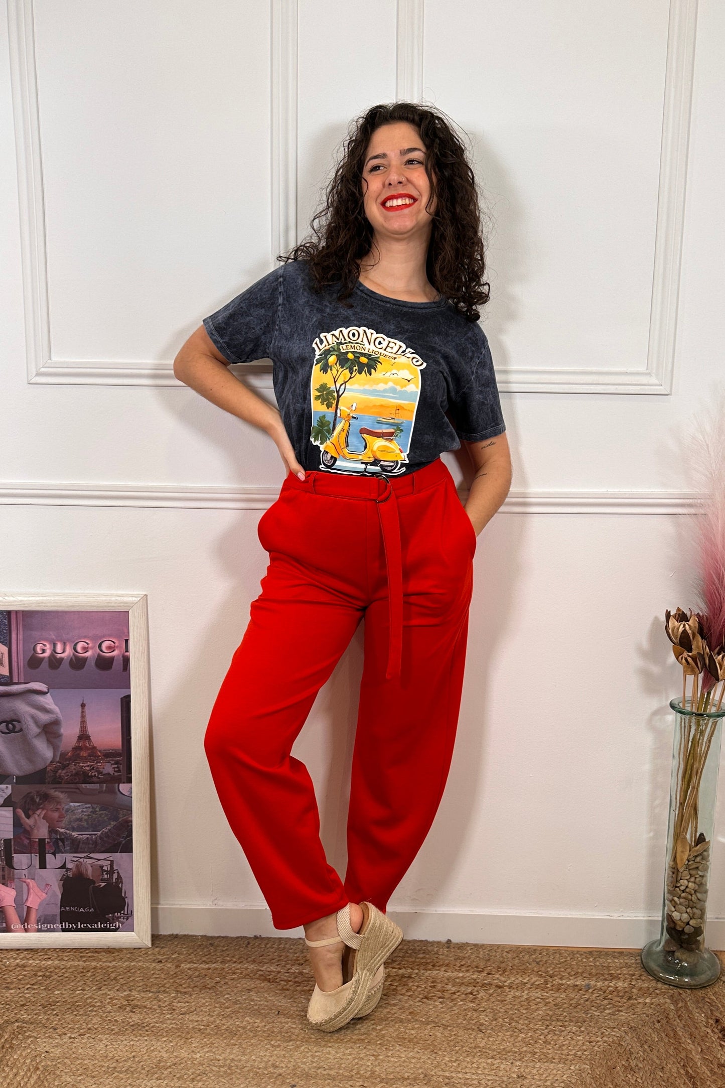 Pantalón Ballon Hebilla Rojo