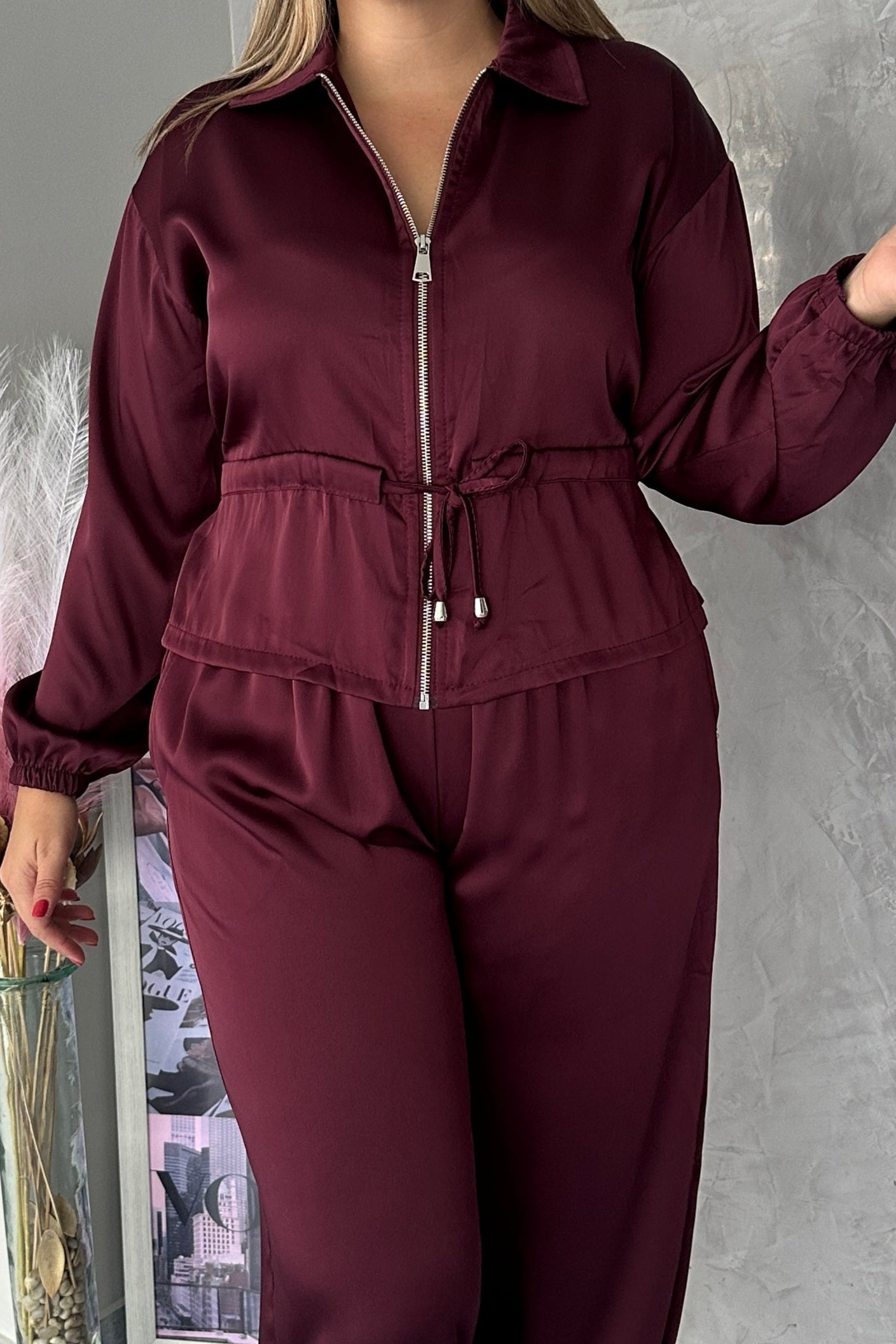 Bomber Satinada Burdeos