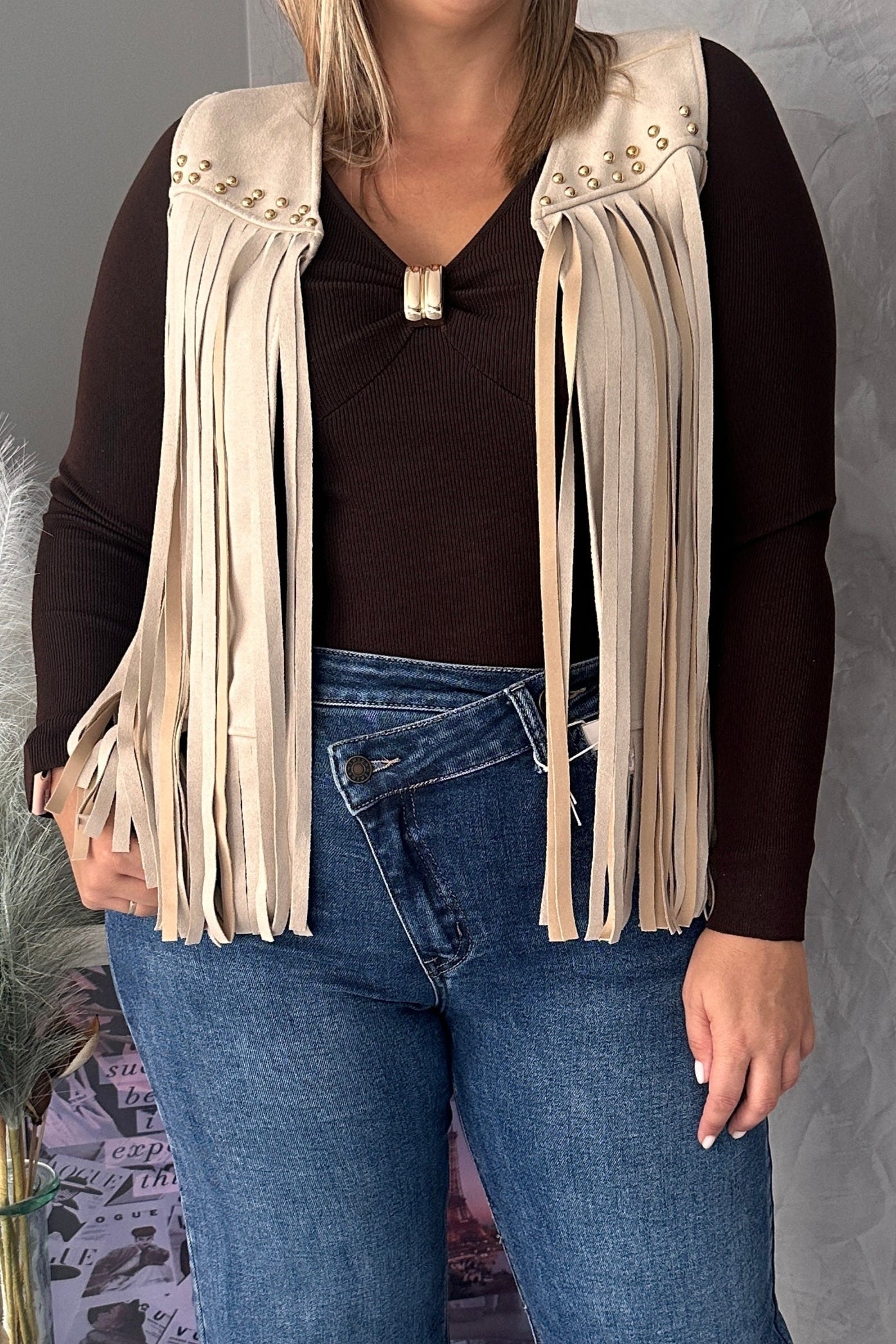 Chaleco Flecos Beige