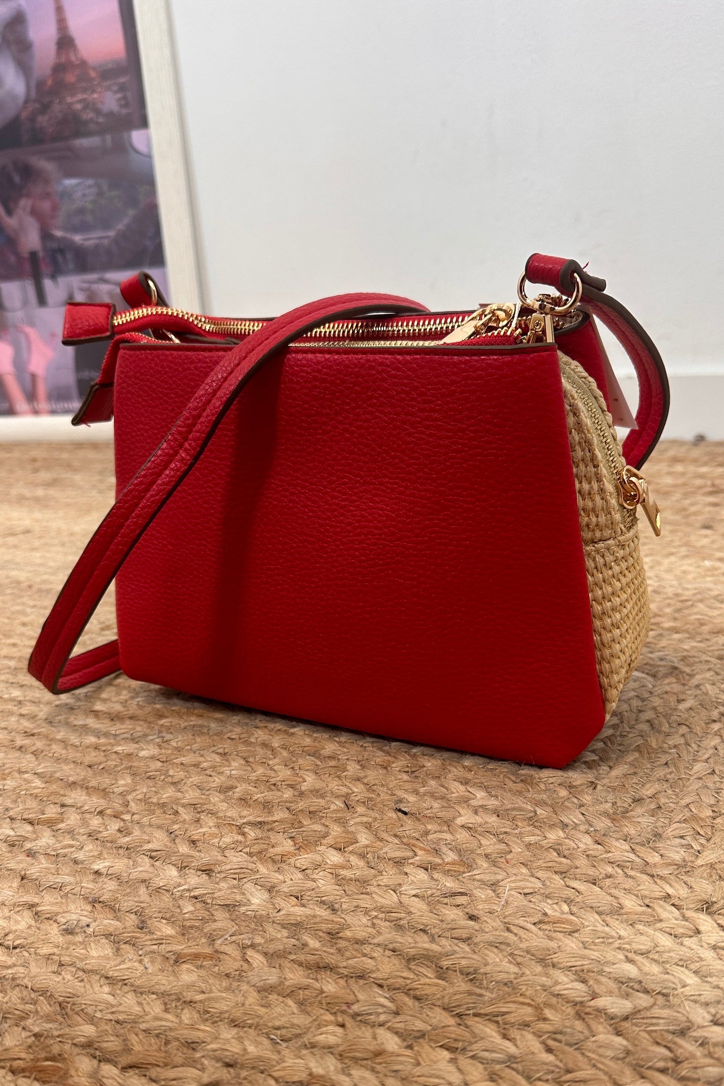 Bolso Duo Rafia Rojo