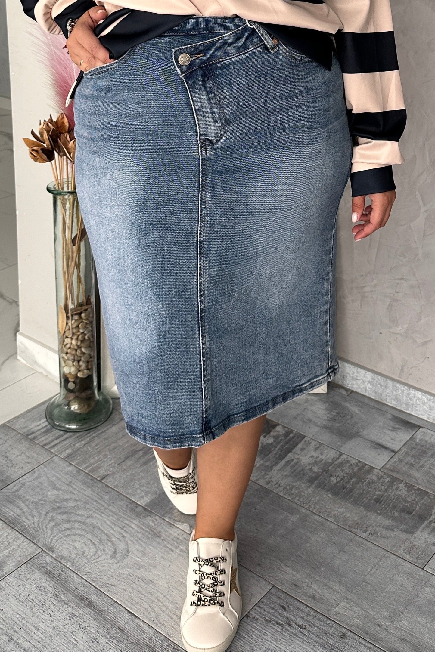 Falda Denim Midi