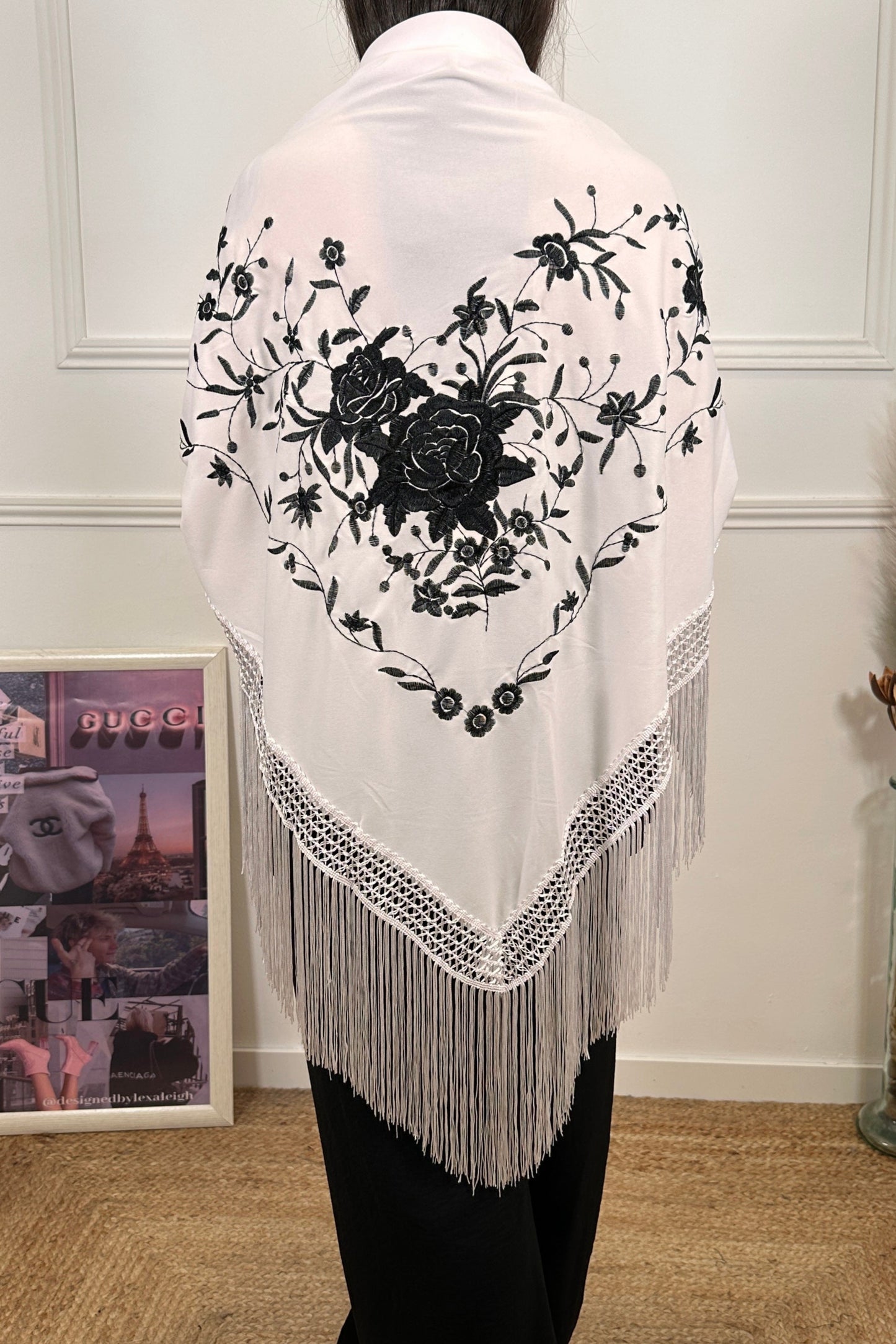 Mantón Bulería Blanco/negro