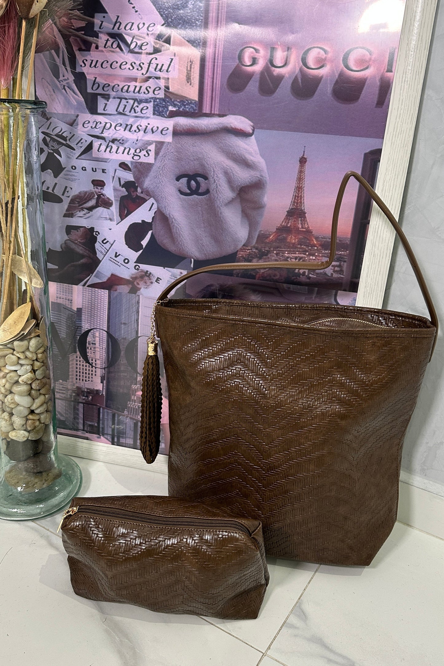 Bolso Duo Trenzado Marrón