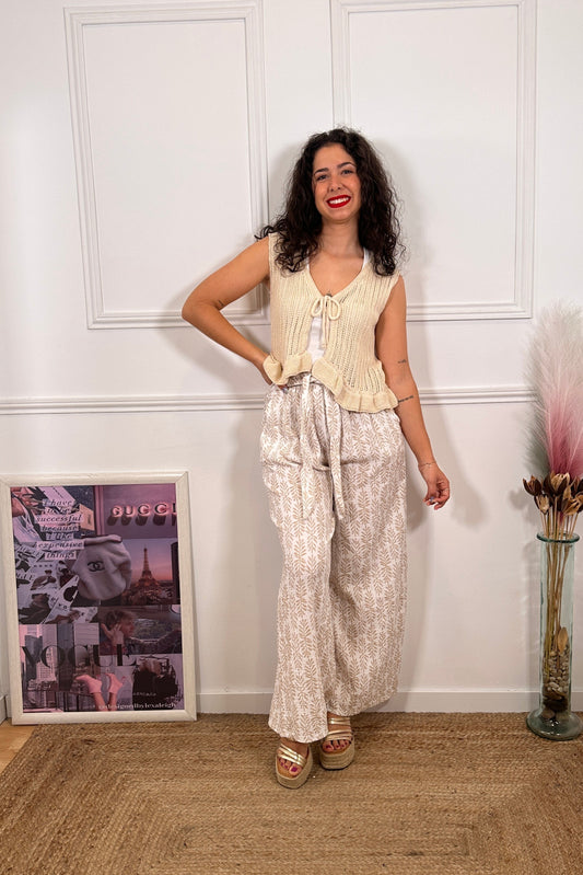 Chaleco Crochet Beige