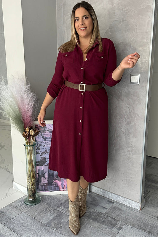Vestido Camisero Burdeos