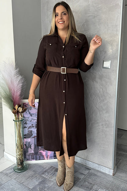 Vestido Camisero Marrón Chocolate