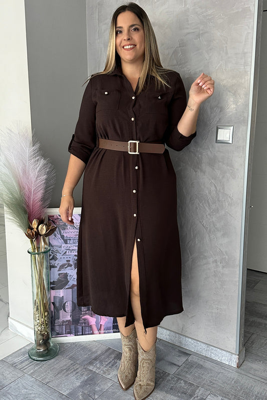Vestido Camisero Marrón Chocolate