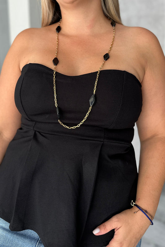 Collar Dorado con Piedras Negras