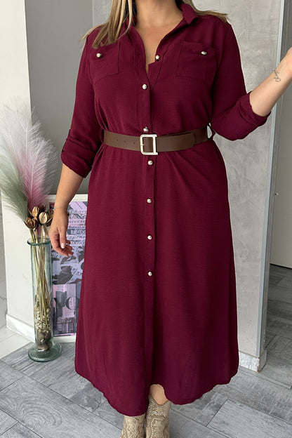 Vestido Camisero Burdeos