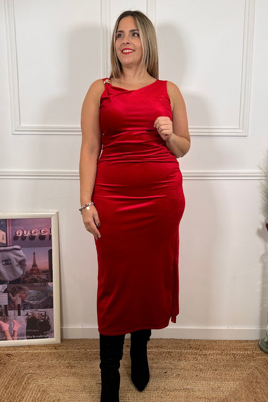 Vestido Terciopelo Broche
