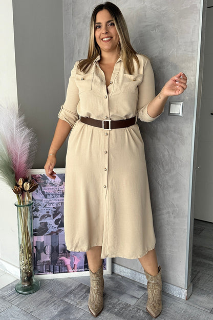 Vestido Camisero Beige