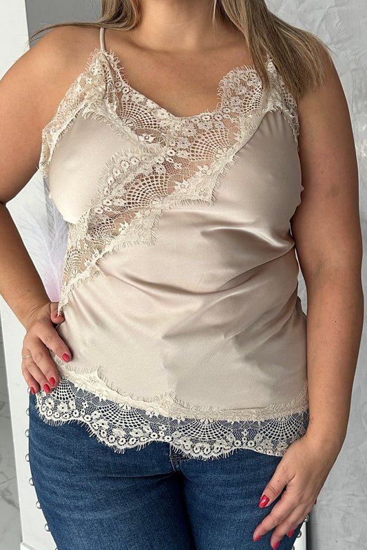 Top Encaje Asimétrico Beige