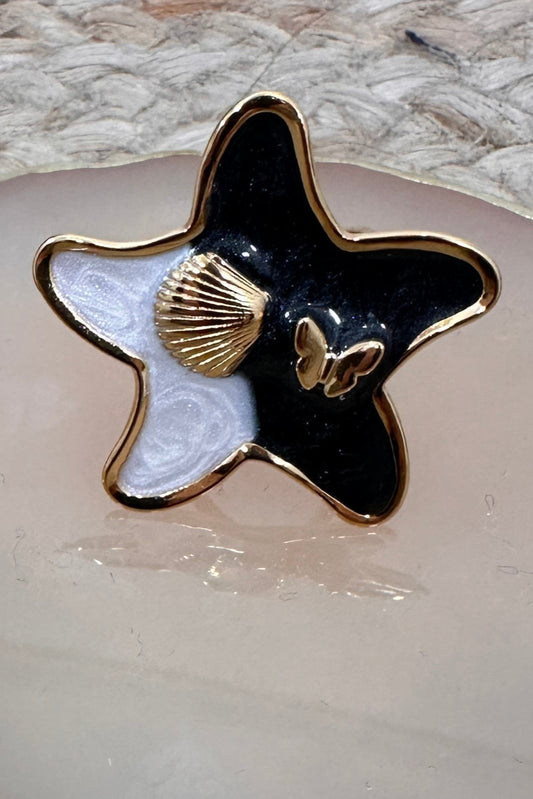 Anillo Estrella Marina Negro