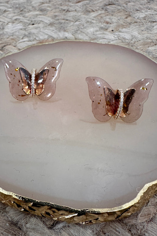 Pendientes Mariposa Jade Rosa