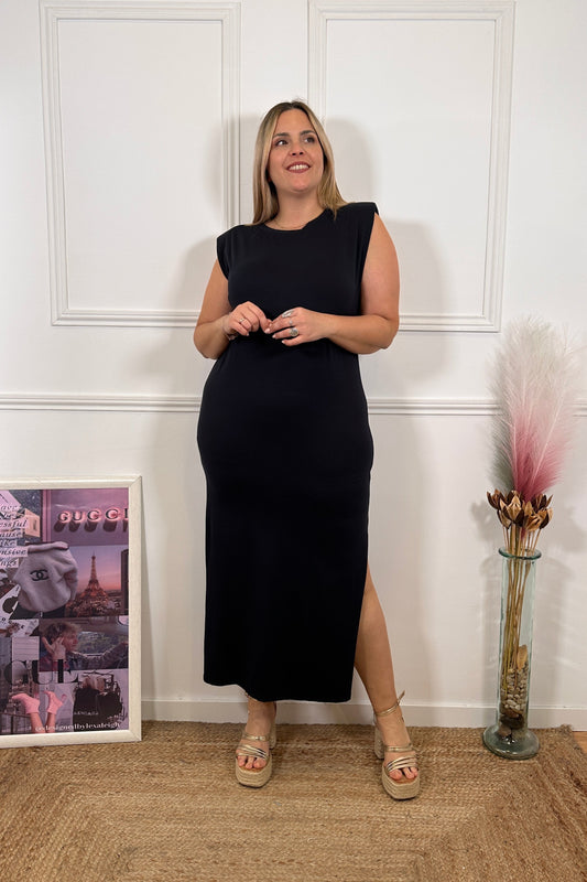 Vestido Hombreras Negro