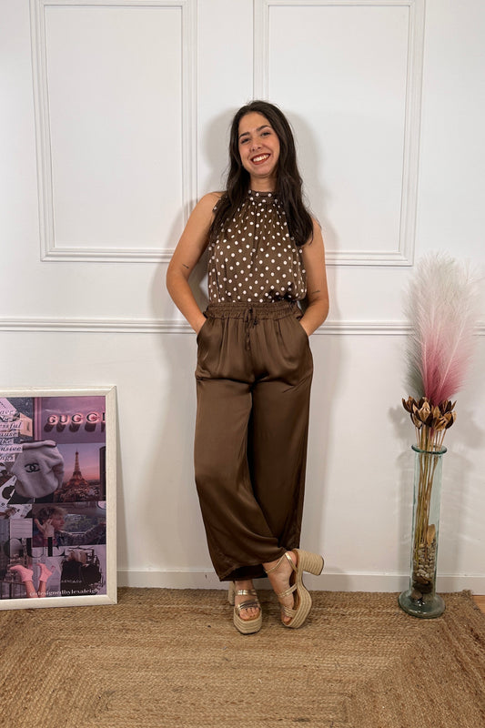 Pantalón Satinado Marrón