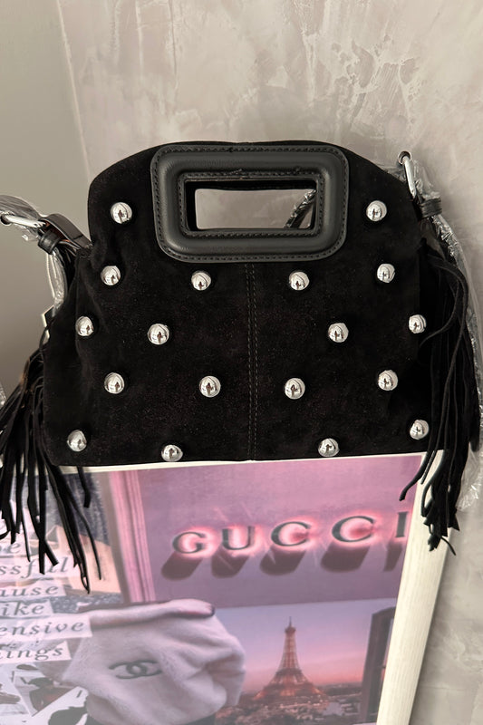 Bolso Tachuelas Flecos Negro