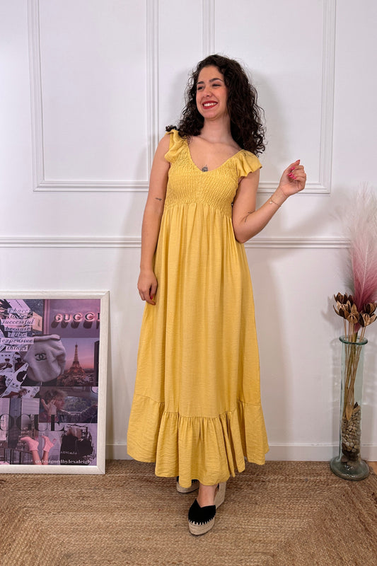 Vestido Frunce Amarillo