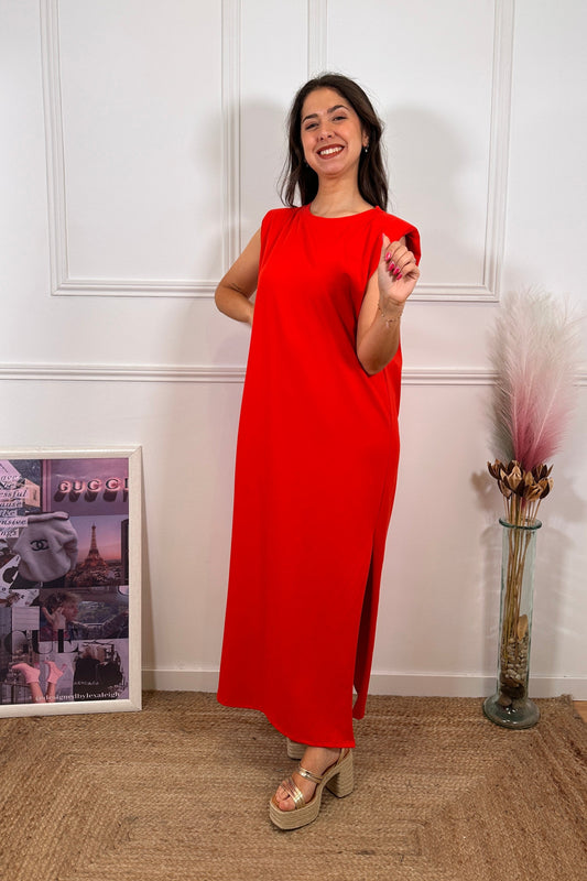 Vestido Hombreras Rojo
