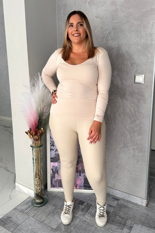 Leggings de Poli Piel Beige
