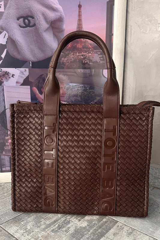 Bolso Tote Trenzado Marrón Chocolate