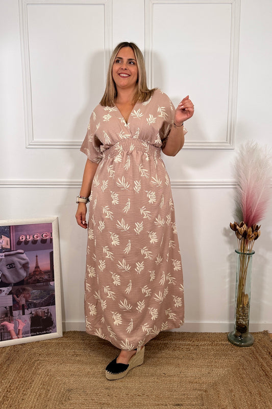 Vestido Hojas Rosa