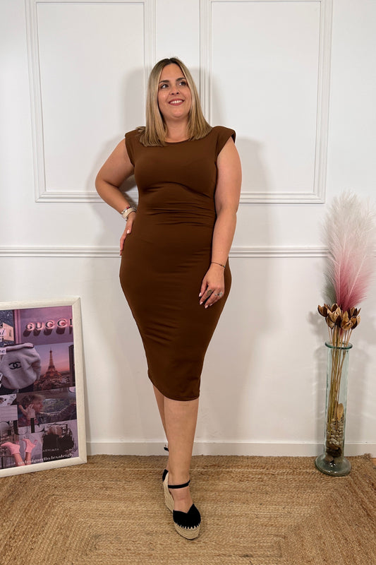 Vestido Frunce Aitana Marrón