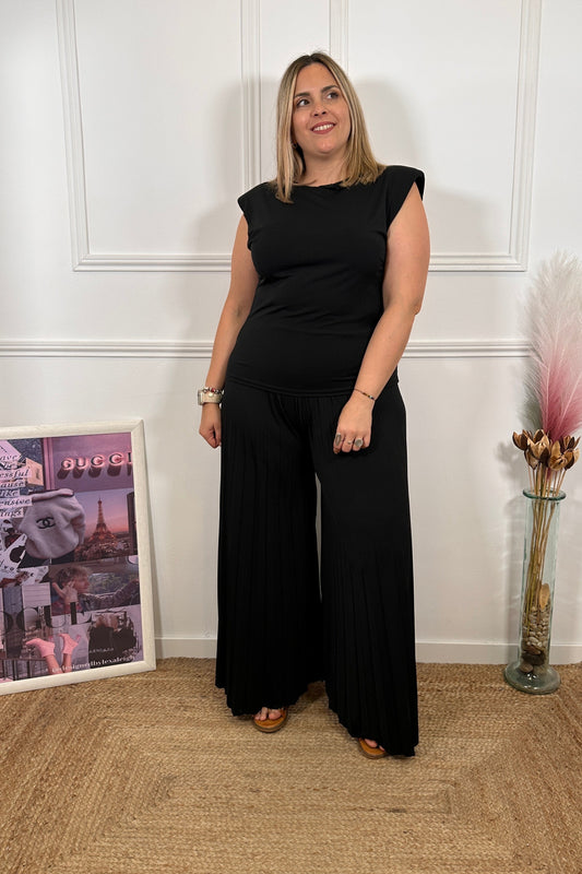 Conjunto Pantalón Plisado Negro