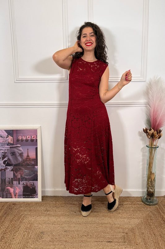 Vestido Encaje Cristina Burdeos