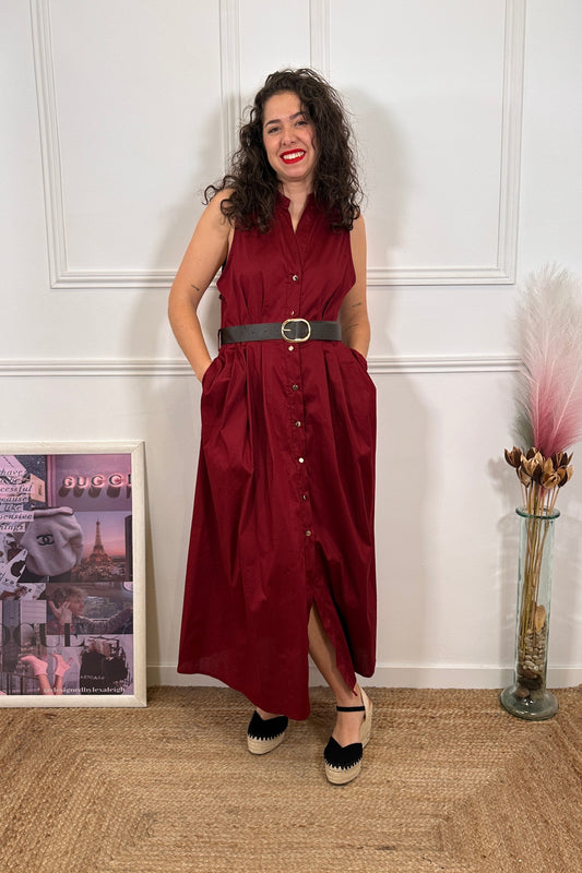 Vestido Camisero Burdeos