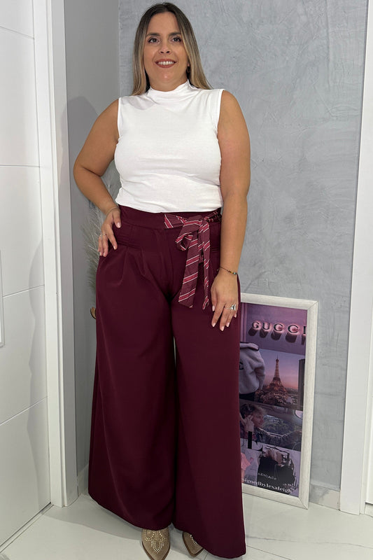 Pantalón Palazzo Lazo Burdeos