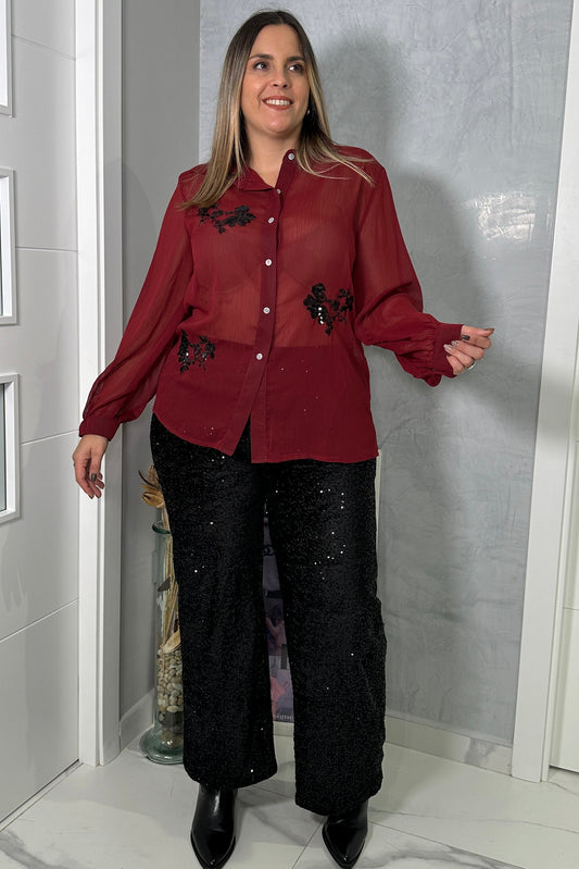 Camisa Bloom Burdeos